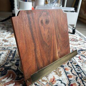 Hearth & Hand with Magnolia Wood Cook Book Holder and Metal Ledge